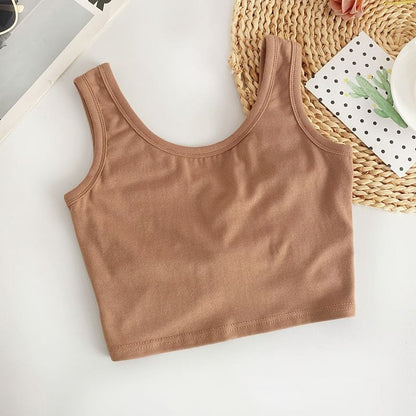 Scoop Neck Plain Crop Tank Top