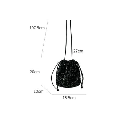 Sequin Drawstring Crossbody Bag