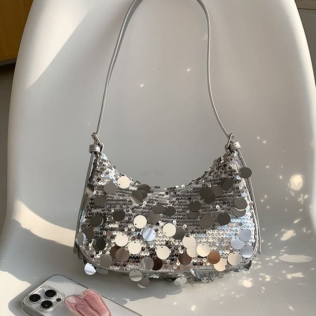 Sequin Shoulder Bag - Silver / One SIze