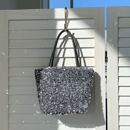 Sequin Tote Bag - Silver Gray / One SIze