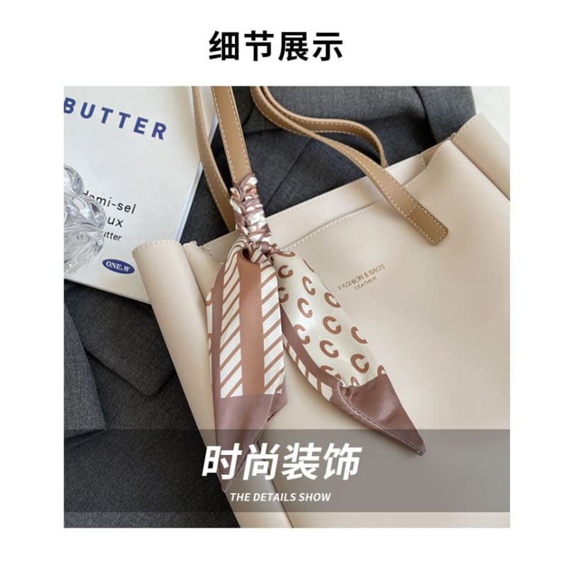 Set: Faux Leather Tote Bag + Crossbody Bag