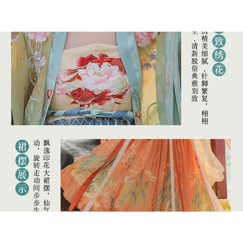 Set: Floral Embroidered Hanfu Maxi Dress + Long Light