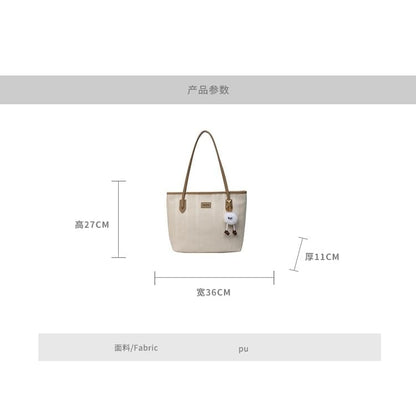 Set: Jacquard Faux Leather Tote Bag + Bag Charm