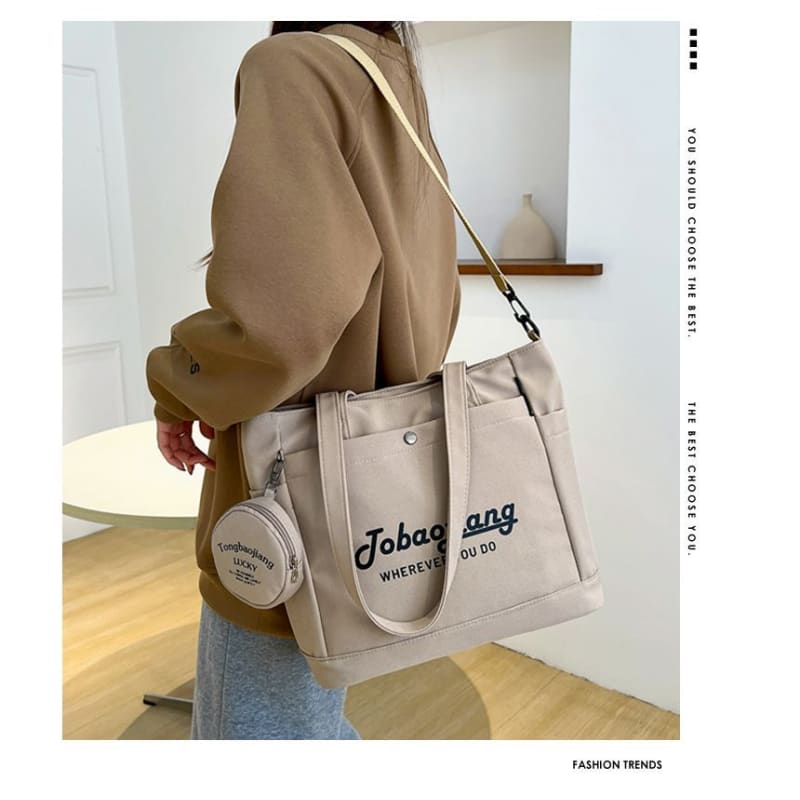 Set: Lettering Canvas Tote Bag + Pouch