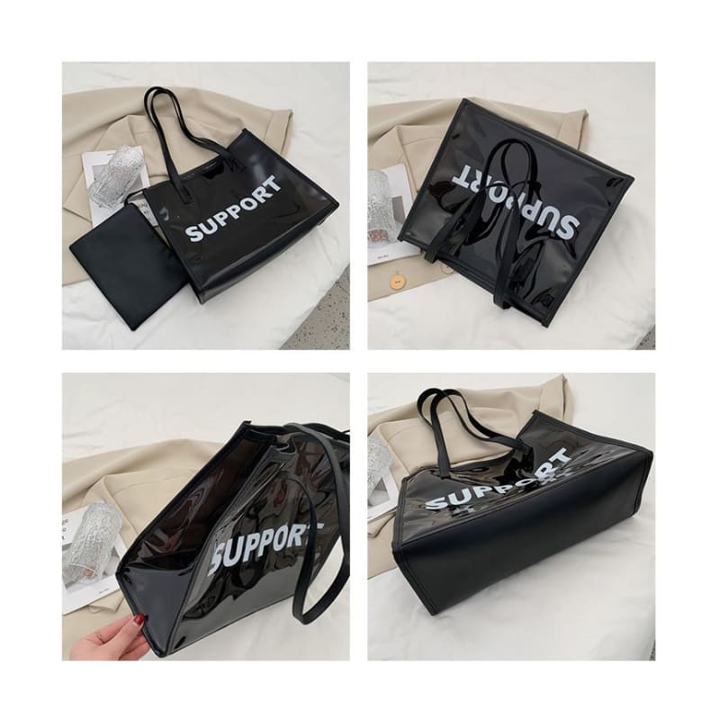 Set: Lettering PVC Tote Bag + Pouch