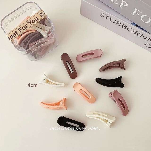 Set of 10: Acrylic Hair Clips - EN0634 - Duckbill Clip - 10