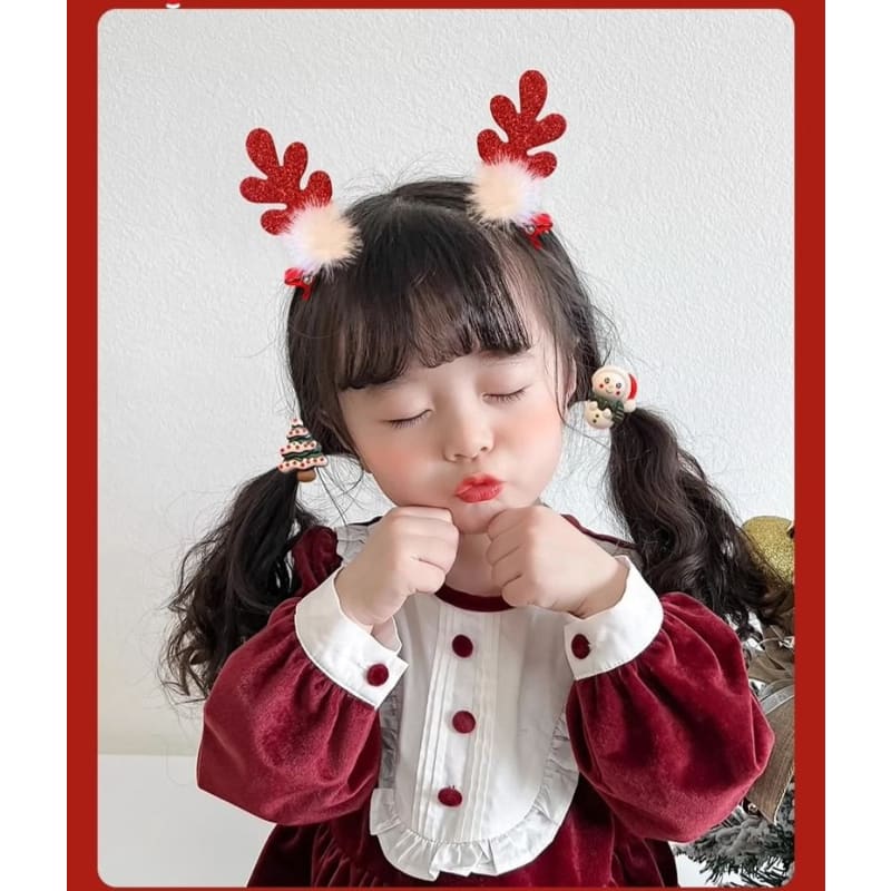 Set of 10: Christmas Cartoon Hair Clip / Hair Tie