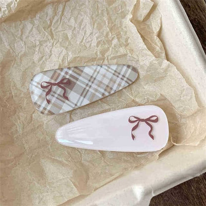 Set of 2: Bow Print Hair Clip - GA2842 - 1 Pair - Light