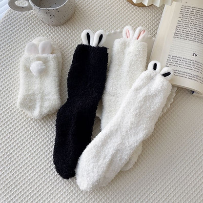 Set of 2: Fluffy Rabbit Ear Socks