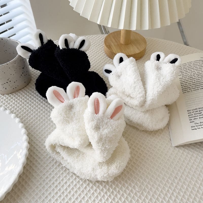 Set of 2: Fluffy Rabbit Ear Socks