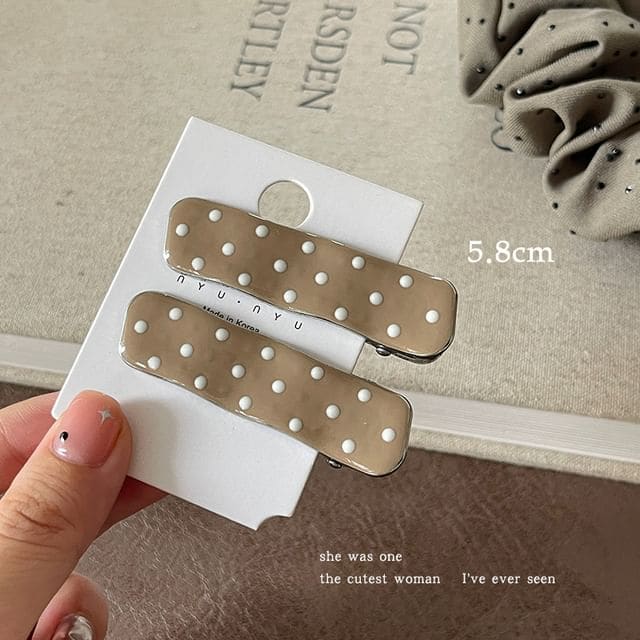 Set of 2: Hair Clip - 1 Pair - Rectangle - Coffee / 4.5cm