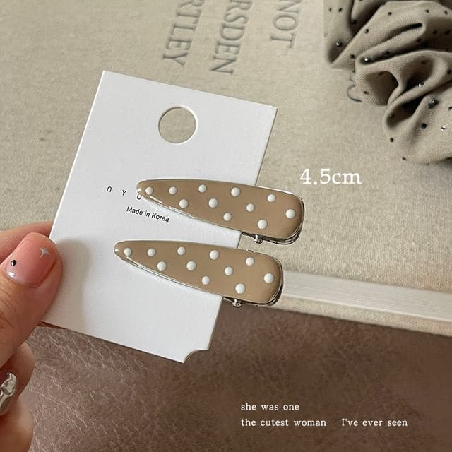 Set of 2: Hair Clip - 1 Pair - Waterdrop - Coffee / 4.5cm