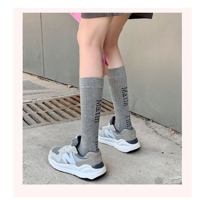 Set Of 2 Pairs: Lettering Socks