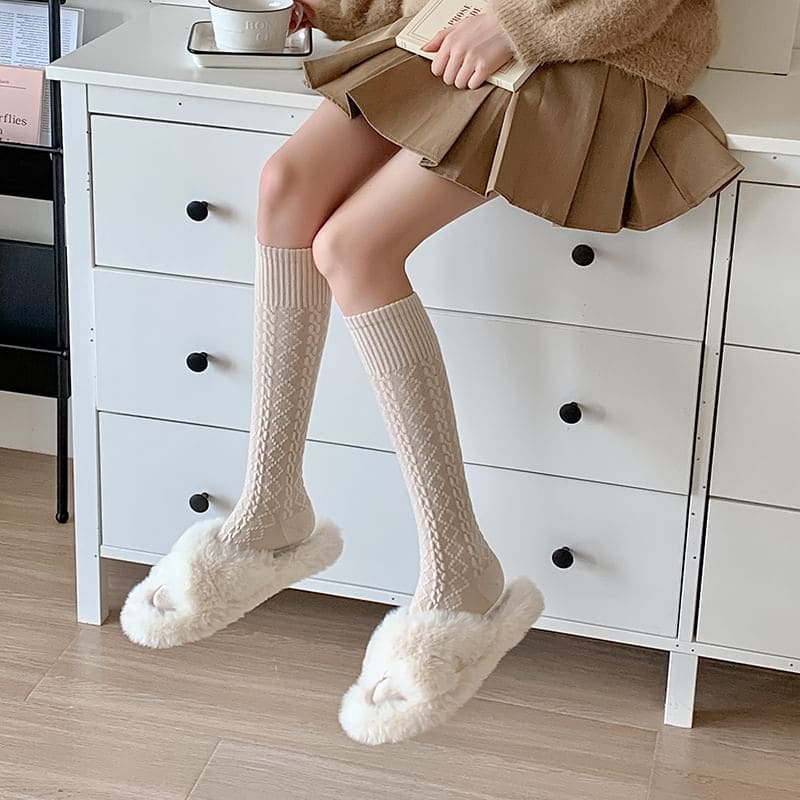 Set of 2 Pairs: Plain Knee High Socks