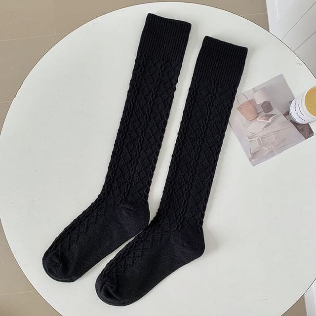 Set of 2 Pairs: Plain Knee High Socks - Set of 2 Pairs