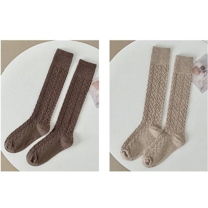 Set of 2 Pairs: Plain Knee High Socks - Set of 2 Pairs