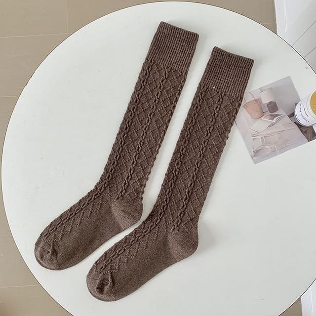 Set of 2 Pairs: Plain Knee High Socks - Set of 2 Pairs