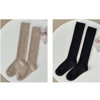 Set of 2 Pairs: Plain Knee High Socks - Set of 2 Pairs