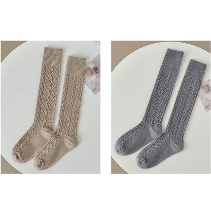 Set of 2 Pairs: Plain Knee High Socks - Set of 2 Pairs