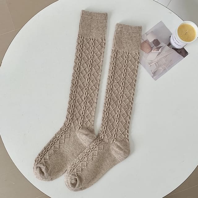 Set of 2 Pairs: Plain Knee High Socks - Set of 2 Pairs