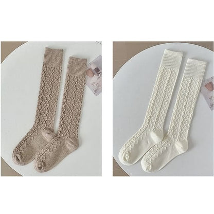 Set of 2 Pairs: Plain Knee High Socks - Set of 2 Pairs