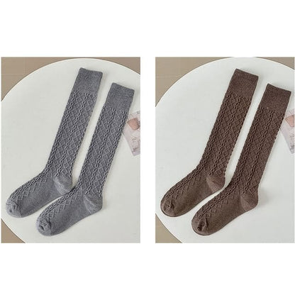 Set of 2 Pairs: Plain Knee High Socks - Set of 2 Pairs