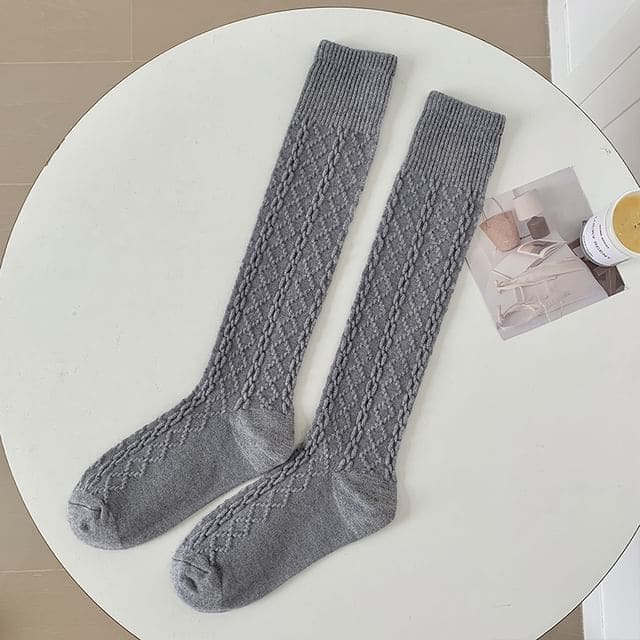 Set of 2 Pairs: Plain Knee High Socks - Set of 2 Pairs