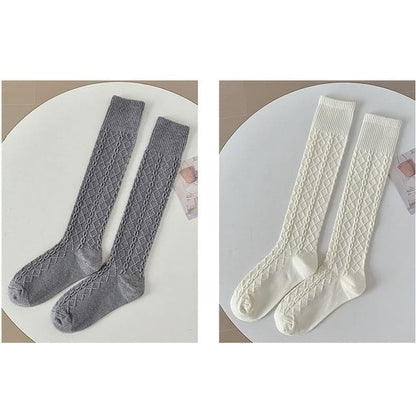 Set of 2 Pairs: Plain Knee High Socks - Set of 2 Pairs