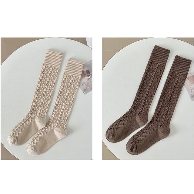 Set of 2 Pairs: Plain Knee High Socks - Set of 2 Pairs