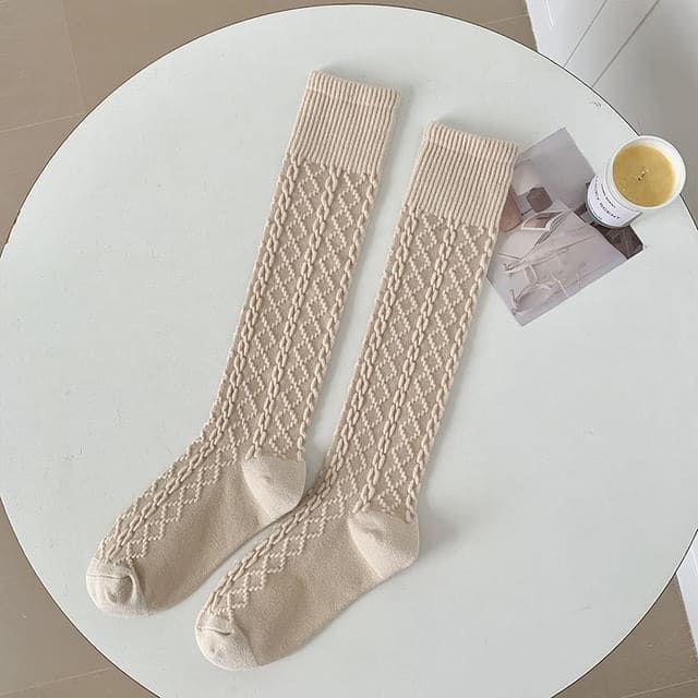 Set of 2 Pairs: Plain Knee High Socks - Set of 2 Pairs