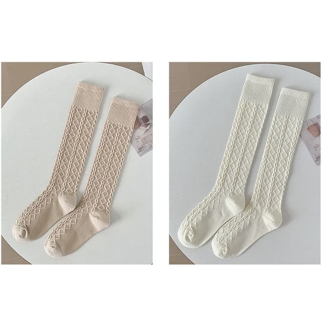 Set of 2 Pairs: Plain Knee High Socks - Set of 2 Pairs