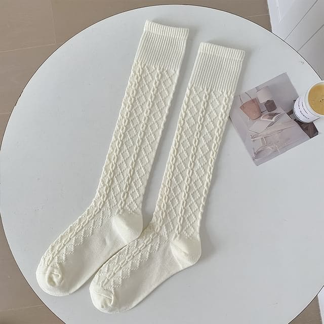 Set of 2 Pairs: Plain Knee High Socks - Set of 2 Pairs