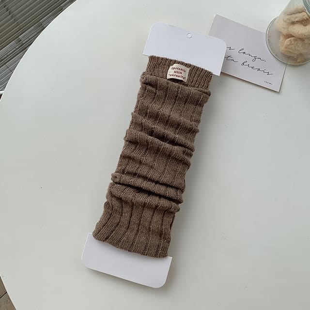 Set of 2 Pairs: Plain Ribbed Knit Leg Warmers - Set of 2