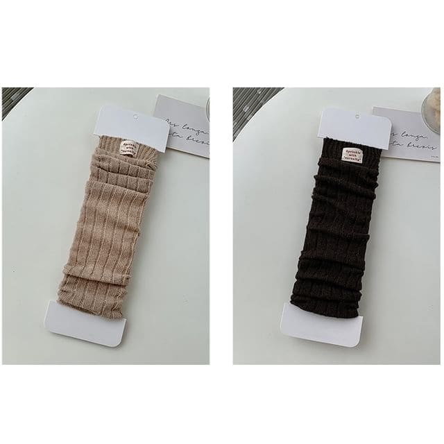 Set of 2 Pairs: Plain Ribbed Knit Leg Warmers - Set of 2