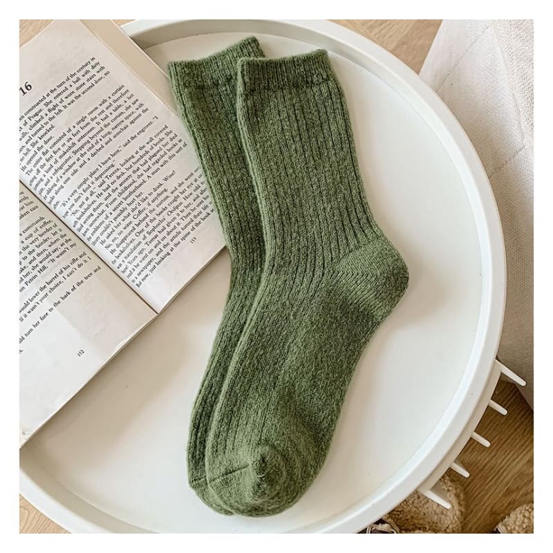 Set of 2 Pairs: Plain Ribbed Socks