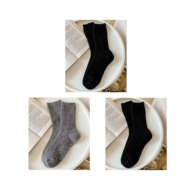 Set of 2 Pairs: Plain Ribbed Socks - Set of 3 Pairs - 1