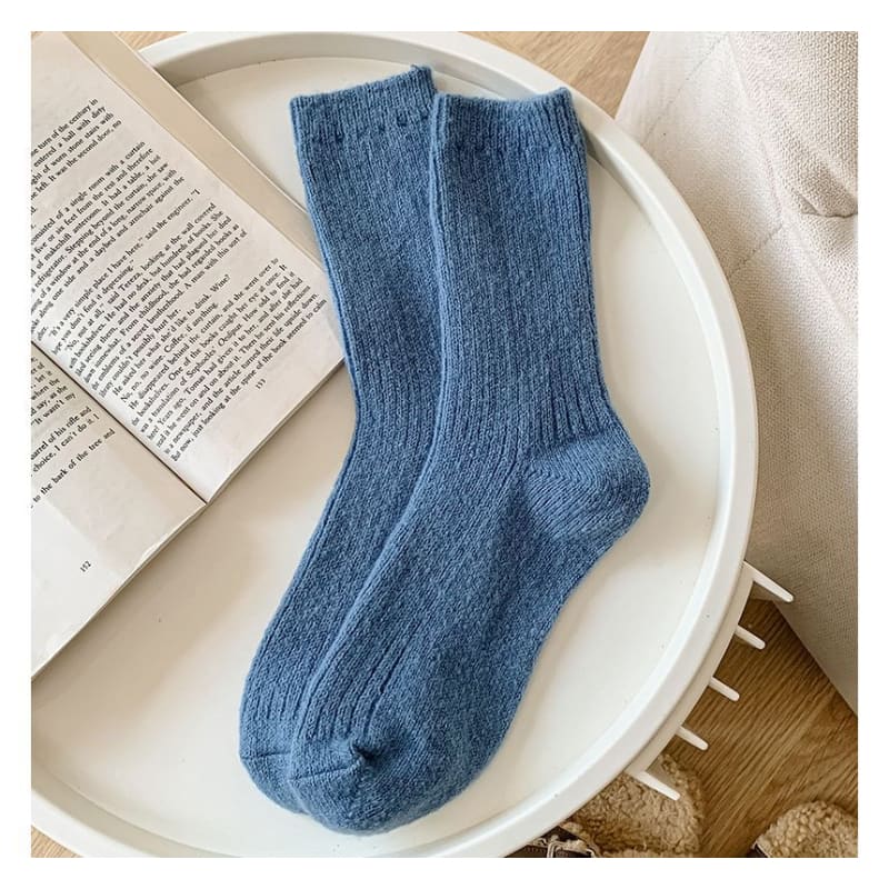 Set of 2 Pairs: Plain Ribbed Socks