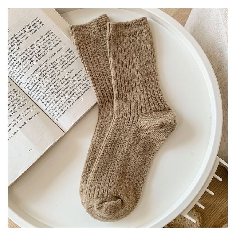 Set of 2 Pairs: Plain Ribbed Socks