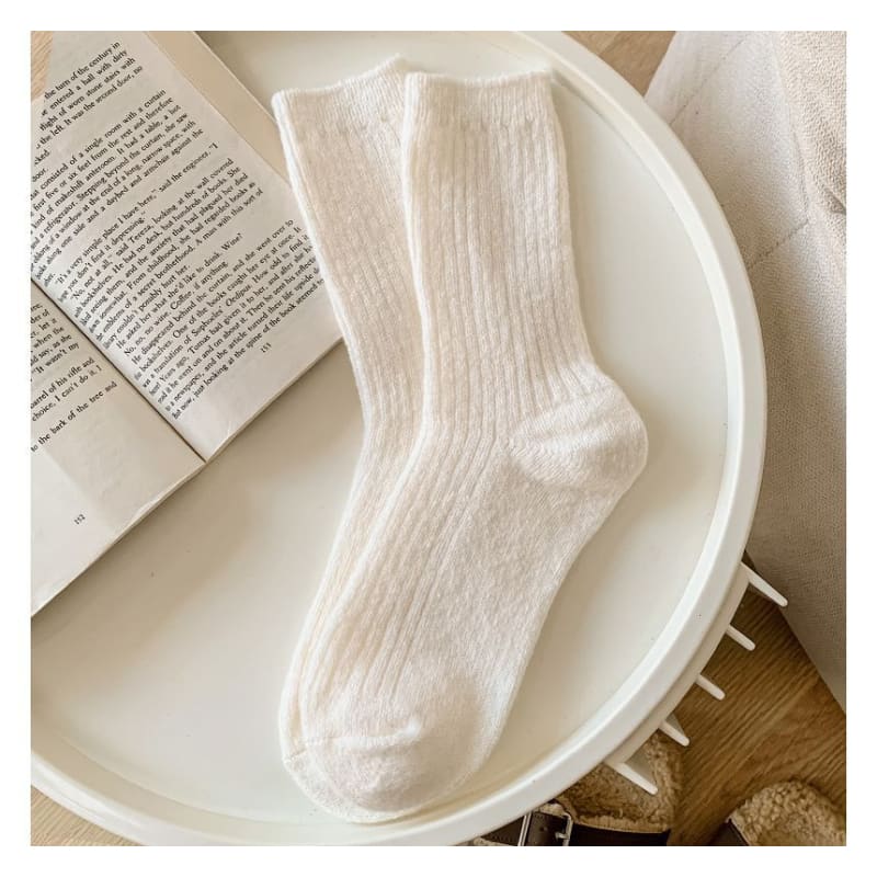 Set of 2 Pairs: Plain Ribbed Socks