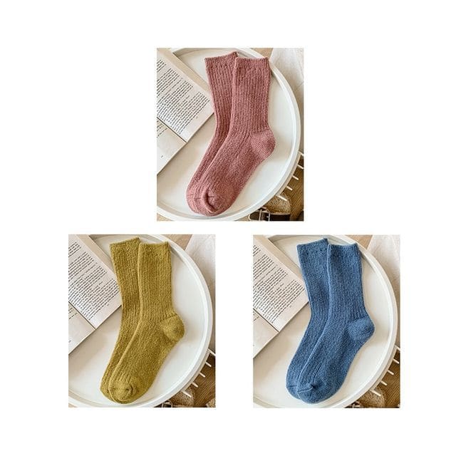 Set of 2 Pairs: Plain Ribbed Socks - Set of 2 Pairs - Light