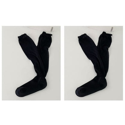 Set of 2 Pairs: Plain Shirred Socks - Set Of 2 Pairs