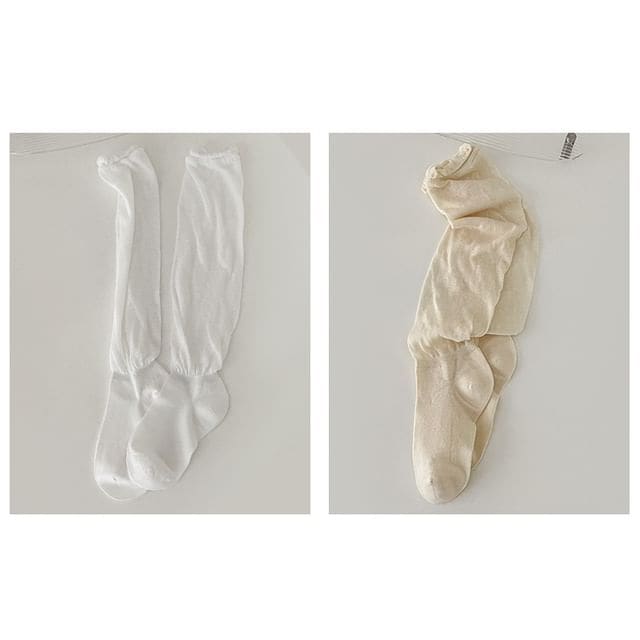 Set of 2 Pairs: Plain Shirred Socks - Set Of 2 Pairs