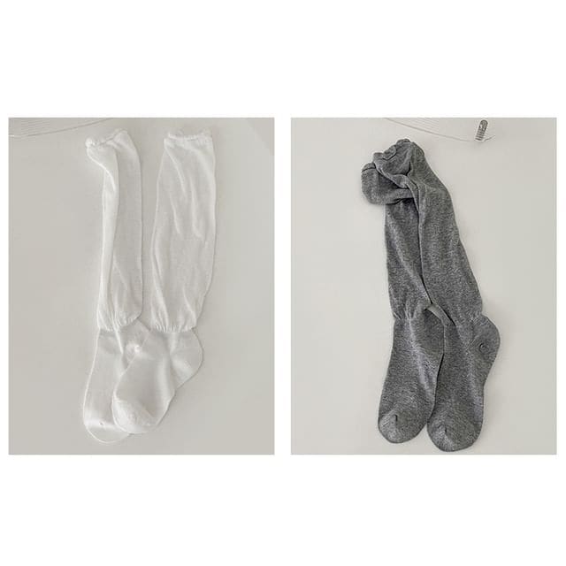 Set of 2 Pairs: Plain Shirred Socks - Set Of 2 Pairs