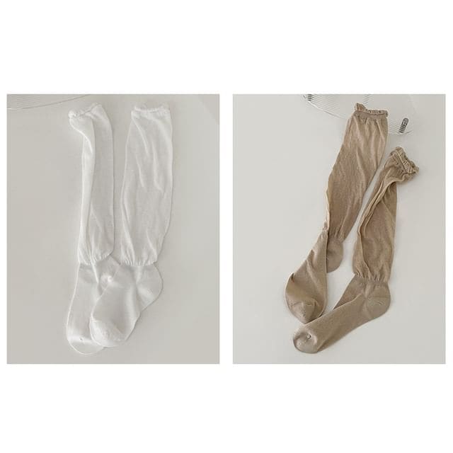 Set of 2 Pairs: Plain Shirred Socks - Set Of 2 Pairs