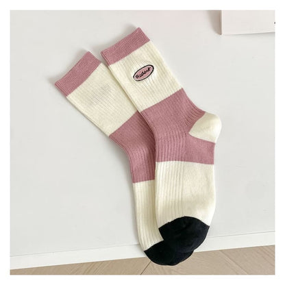 Set of 2 Pairs: Printed Ribbed Socks