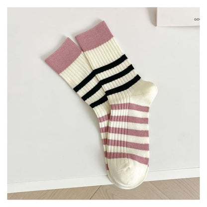 Set of 2 Pairs: Printed Ribbed Socks