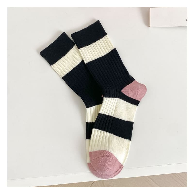 Set of 2 Pairs: Printed Ribbed Socks