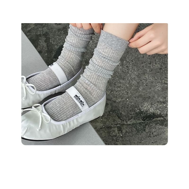 Set Of 2: Plain Ribbed Socks