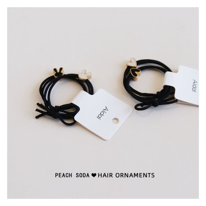 Set of 2: Rabbit / Heart Alloy Hair Tie