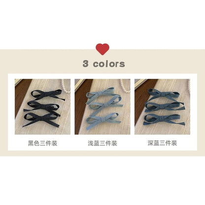 Set of 3: Bow Denim Hair Clip